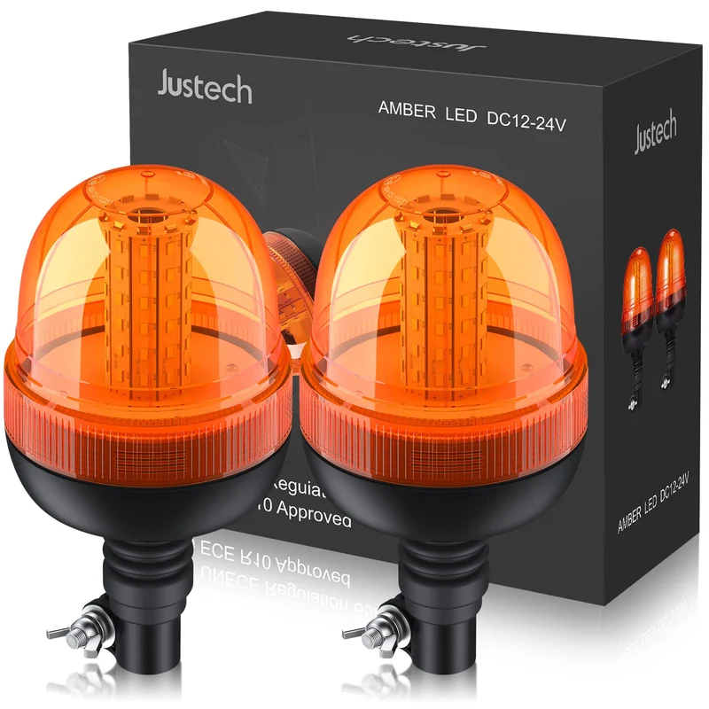 Justech LED Rundumleuchte Amber 12V/24V Warnleuchte 2er-Set ECE R10
