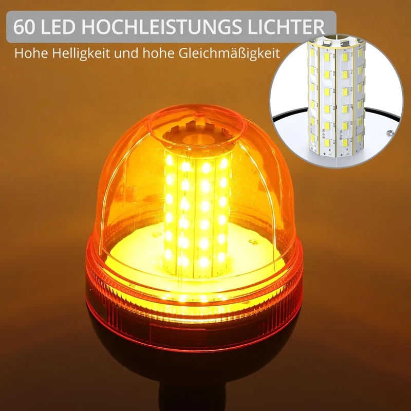 Justech LED Rundumleuchte Amber 12V/24V Warnleuchte 2er-Set ECE R10