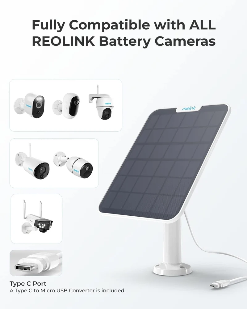 Reolink 6W Solarpanel für Akku-Überwachungskameras, IP65, weiss