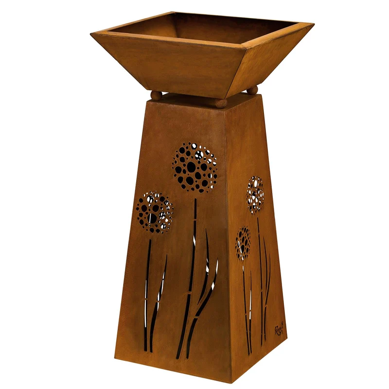 Rostikal Blumensäule Edelrost Pflanzsäule mit Schale, 72 cm
