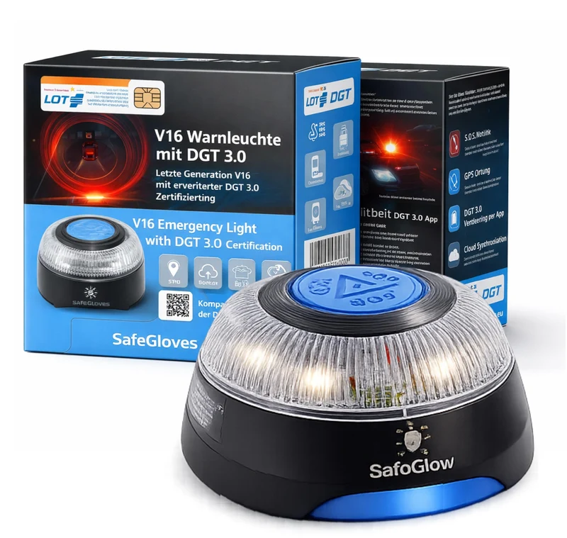 Safeglow V16 Warnleuchte DGT 3.0 mit SIM-Karte – LED-Notlicht