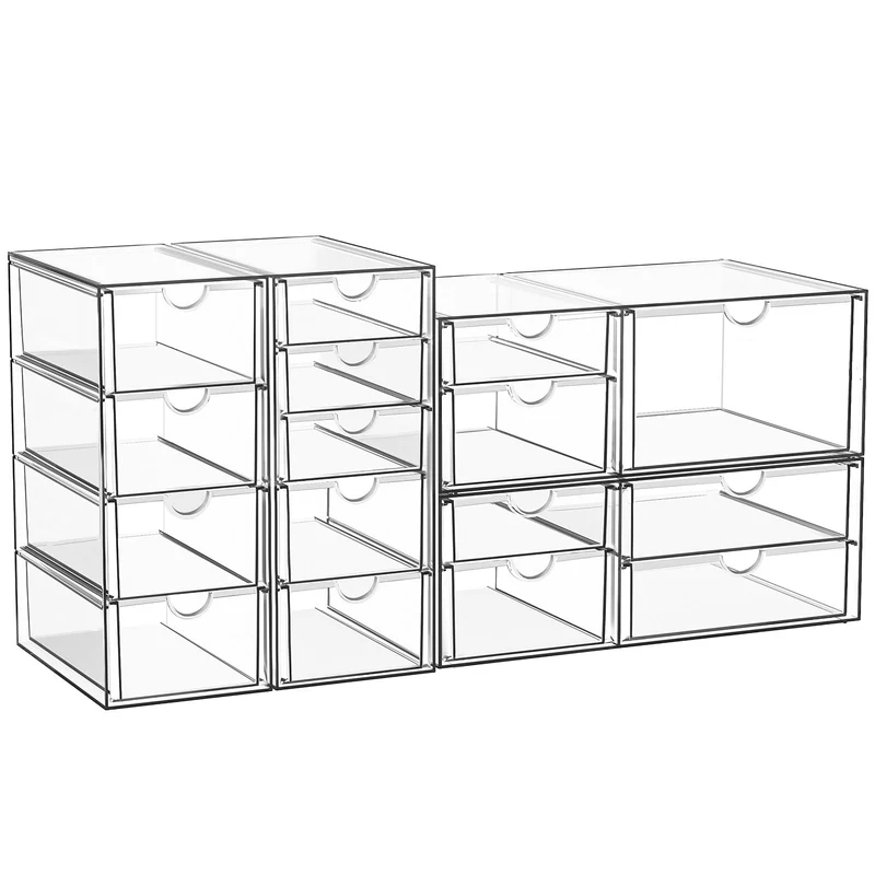 StowBin Schubladen-Organizer 4er-Set, 16 Schubladen, transparent