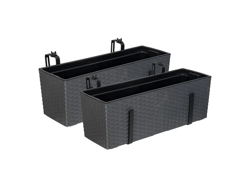 Kreher Balkonkasten 2er-Set mit Wasserspeicher in Anthrazit