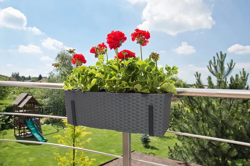 Kreher Balkonkasten 2er-Set mit Wasserspeicher in Anthrazit