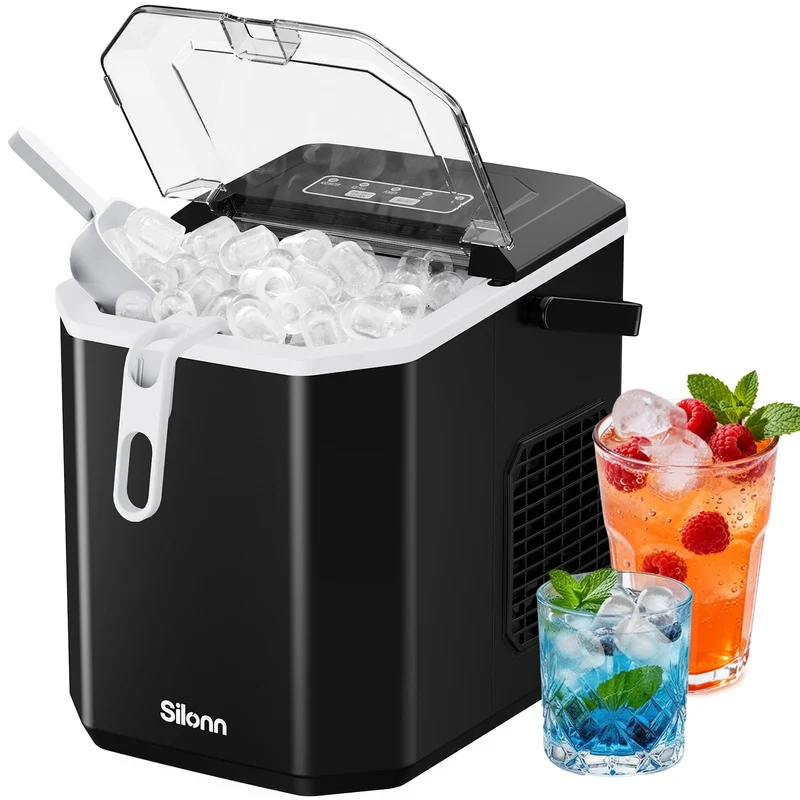 Silonn Eiswürfelmaschine 21B3, tragbar, selbstreinigend, 12 kg/Tag