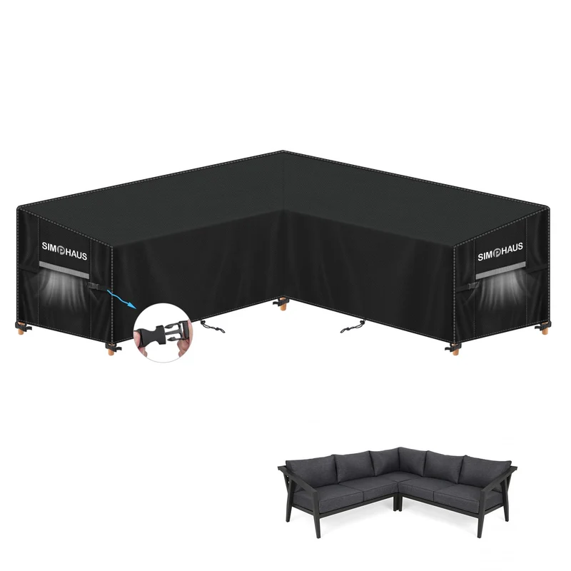 SIMPHAUS Gartenmöbel Abdeckung V-Form 420D Oxford wasserdicht 255x255