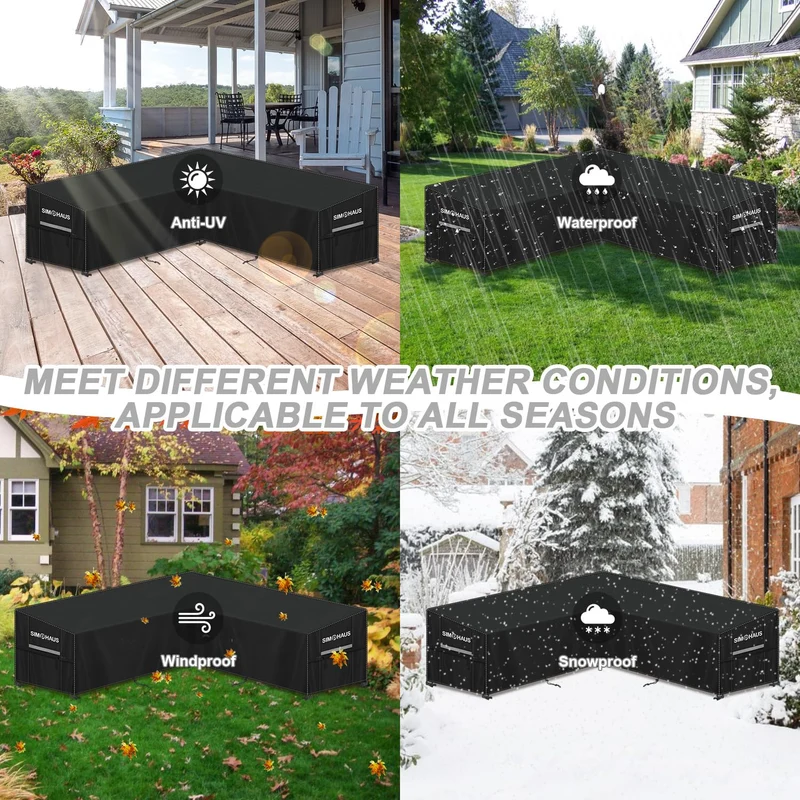 SIMPHAUS Gartenmöbel Abdeckung V-Form 420D Oxford wasserdicht 255x255