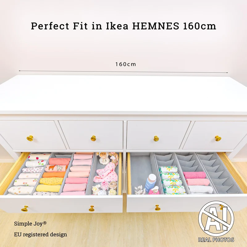 SIMPLE JOY HEMNES Double Organizer 8er Set für IKEA HEMNES 160 cm