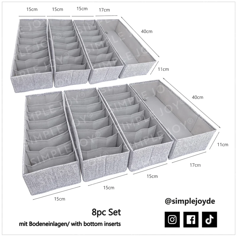 SIMPLE JOY HEMNES Double Organizer 8er Set für IKEA HEMNES 160 cm