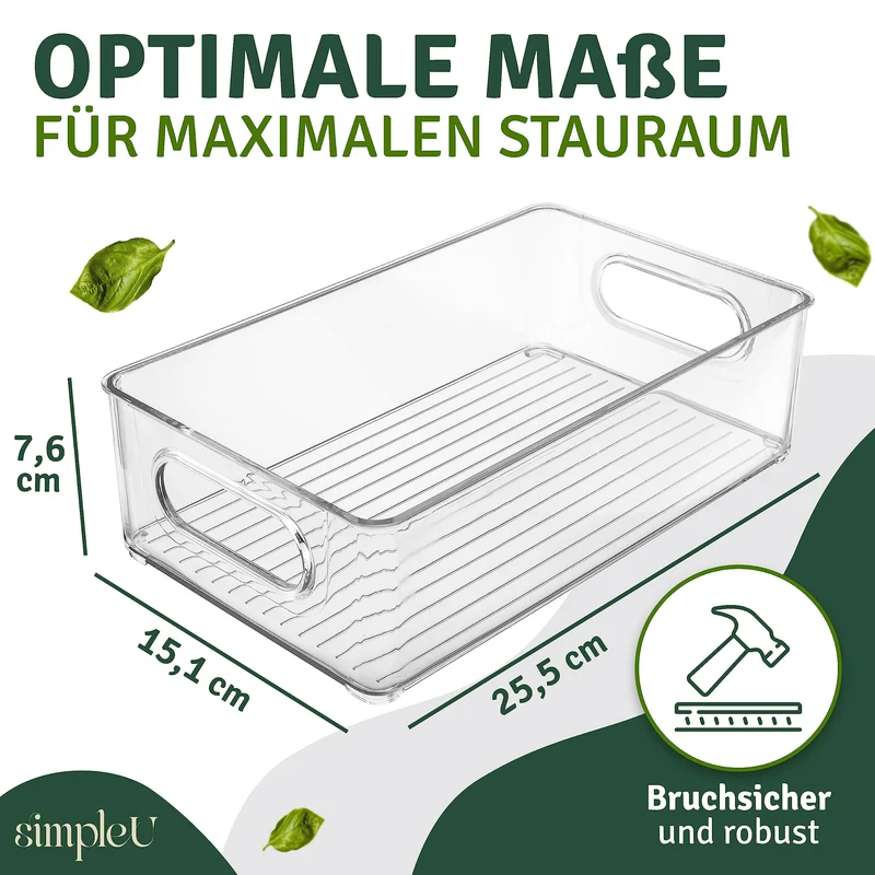 SimpleU Kühlschrank Organizer 6er Set mit 16 Aufklebern, BPA-frei