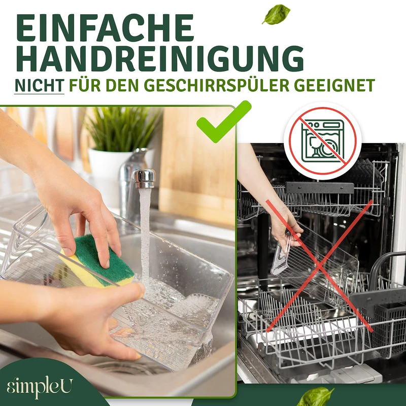 SimpleU Kühlschrank Organizer 6er Set mit 16 Aufklebern, BPA-frei
