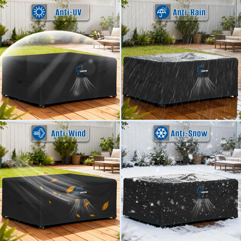 SIRUITON Gartenmöbel-Abdeckung wasserdicht schwarz 250x250x90 cm