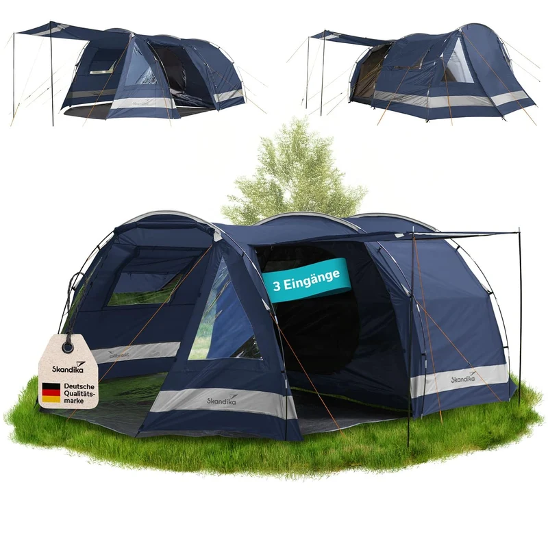 Skandika Kambo Tunnelzelt 4 Personen, Campingzelt mit Schlafkabine