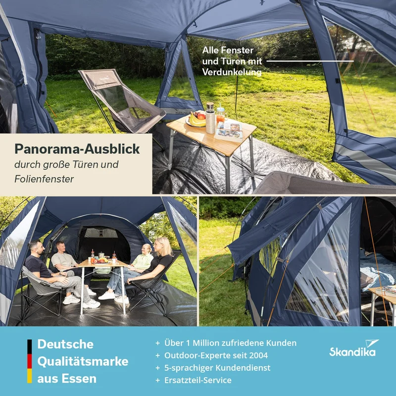 Skandika Kambo Tunnelzelt 4 Personen, Campingzelt mit Schlafkabine
