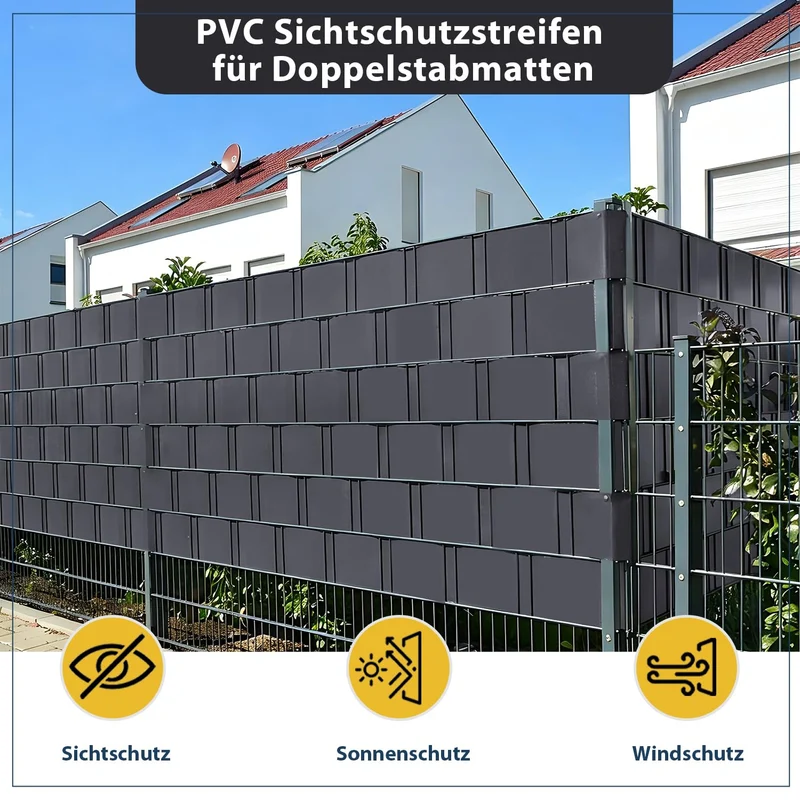 Sekey Sichtschutzstreifen PVC für Doppelstabmatten 35 m Anthrazit