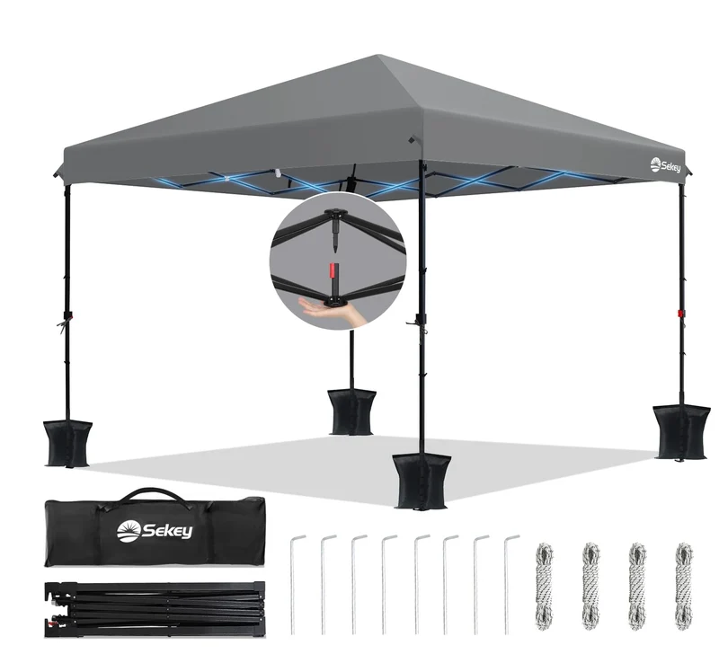 Sekey Faltpavillon 3x3 m One-Touch, wasserdicht, Grau