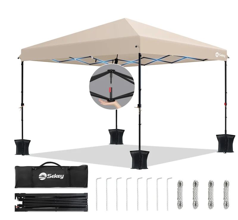 Sekey One-Touch Pop Up Pavillon 3x3 m, wasserdicht, Khaki