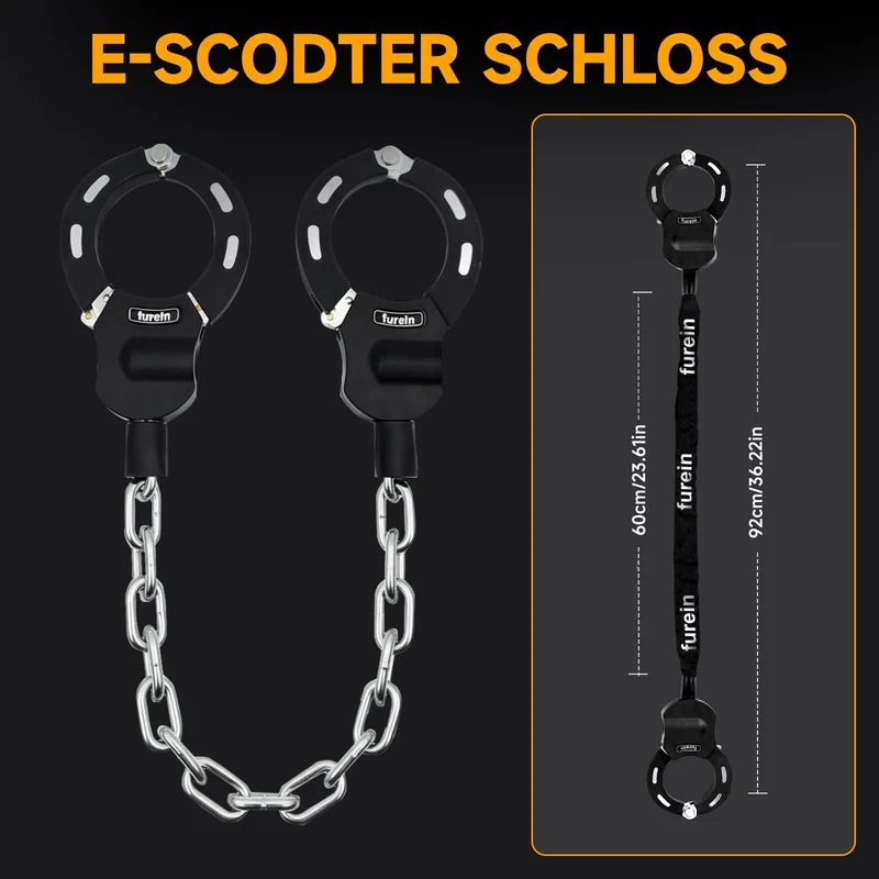 furein Kettenschloss für E-Scooter mit Silikonschutz und 4L Tasche