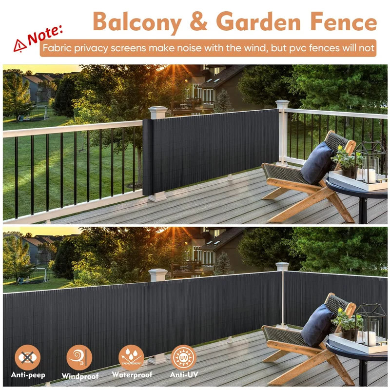 Sekey PVC Sichtschutzmatte 100x500 cm Balkon Sichtschutz Anthrazit