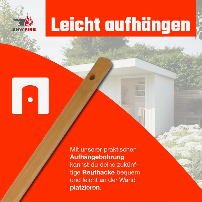 SHW-FIRE Hartboden-Reuthacke, Spezialstahl, 135 cm Eschenholzstiel
