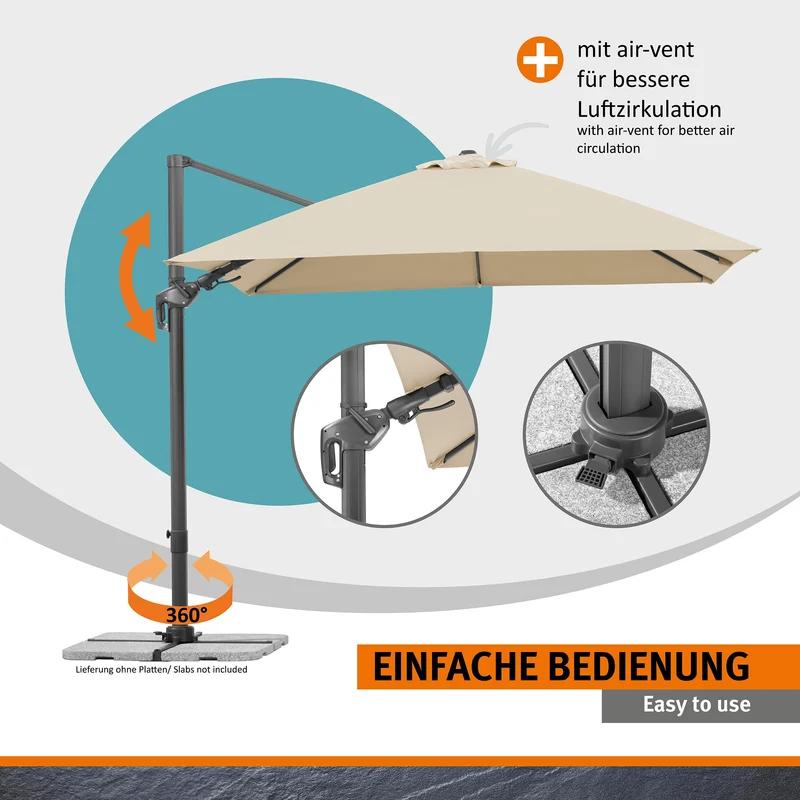 Schneider Sonnenschirm Rhodos Twist 300 x 300 cm natur
