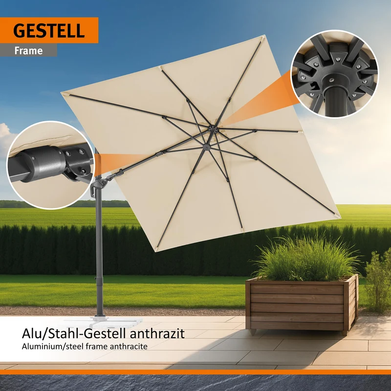 Schneider Sonnenschirm Rhodos Twist 300 x 300 cm natur