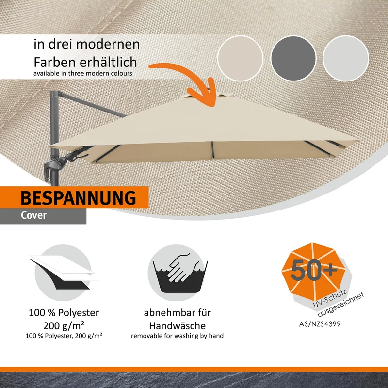 Schneider Sonnenschirm Rhodos Twist 300 x 300 cm natur