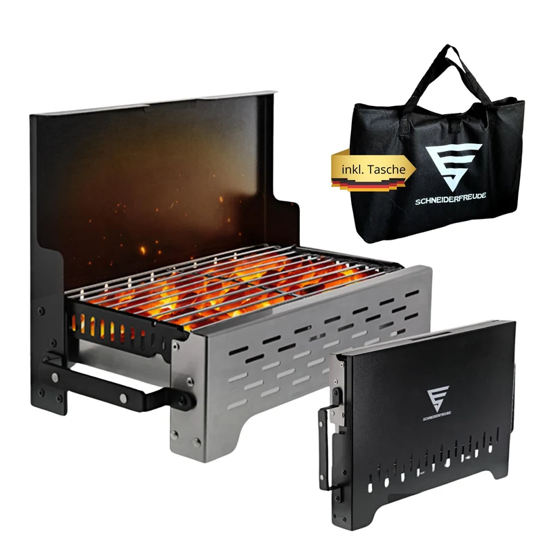 SCHNEIDERFREUDE Klappgrill – DEKRA-geprüfter Holzkohle-Campinggrill