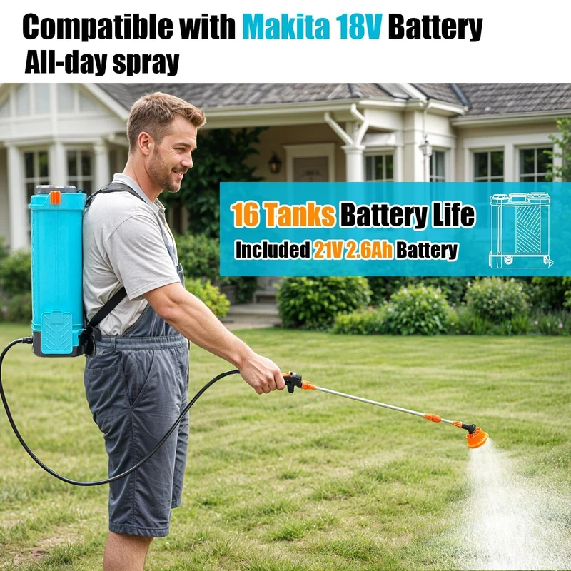 SideKing Akku Drucksprüher 16L Rückenspritze mit Teleskoplanze, 7 Bar
