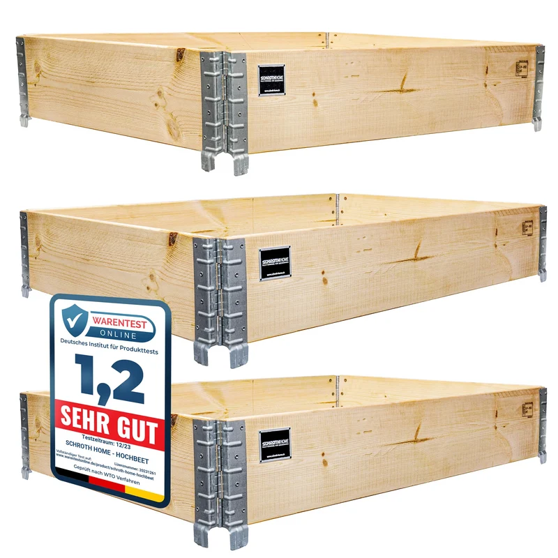 Schroth Home Hochbeet Palettenrahmen 120x80x20cm Fichtenholz 3er-Set