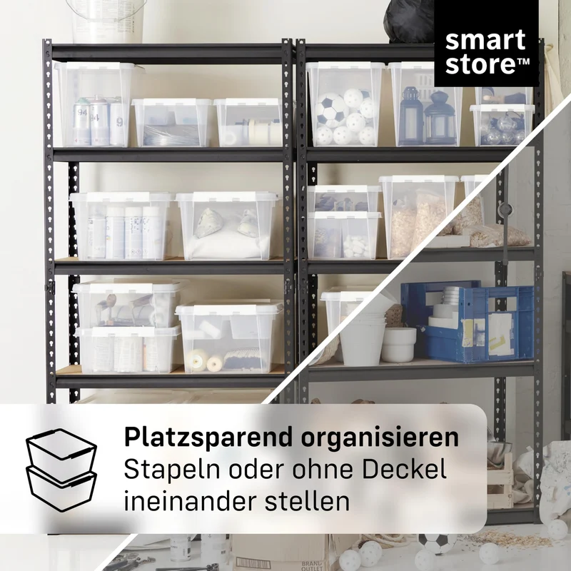 SmartStore Aufbewahrungsboxen aus Kunststoff, 4 l, 8er-Set, weiss