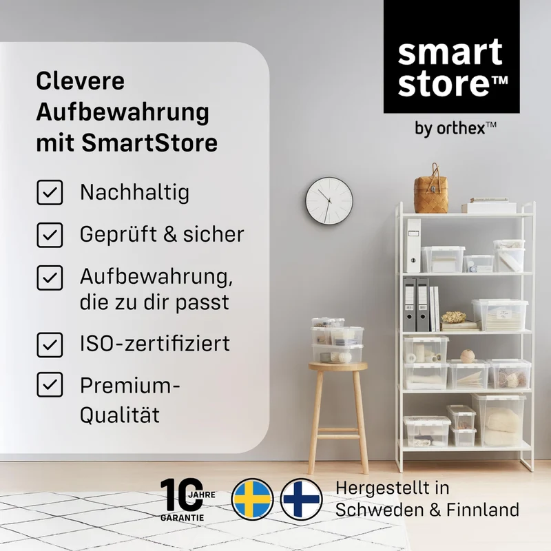 SmartStore Aufbewahrungsboxen aus Kunststoff, 4 l, 8er-Set, weiss