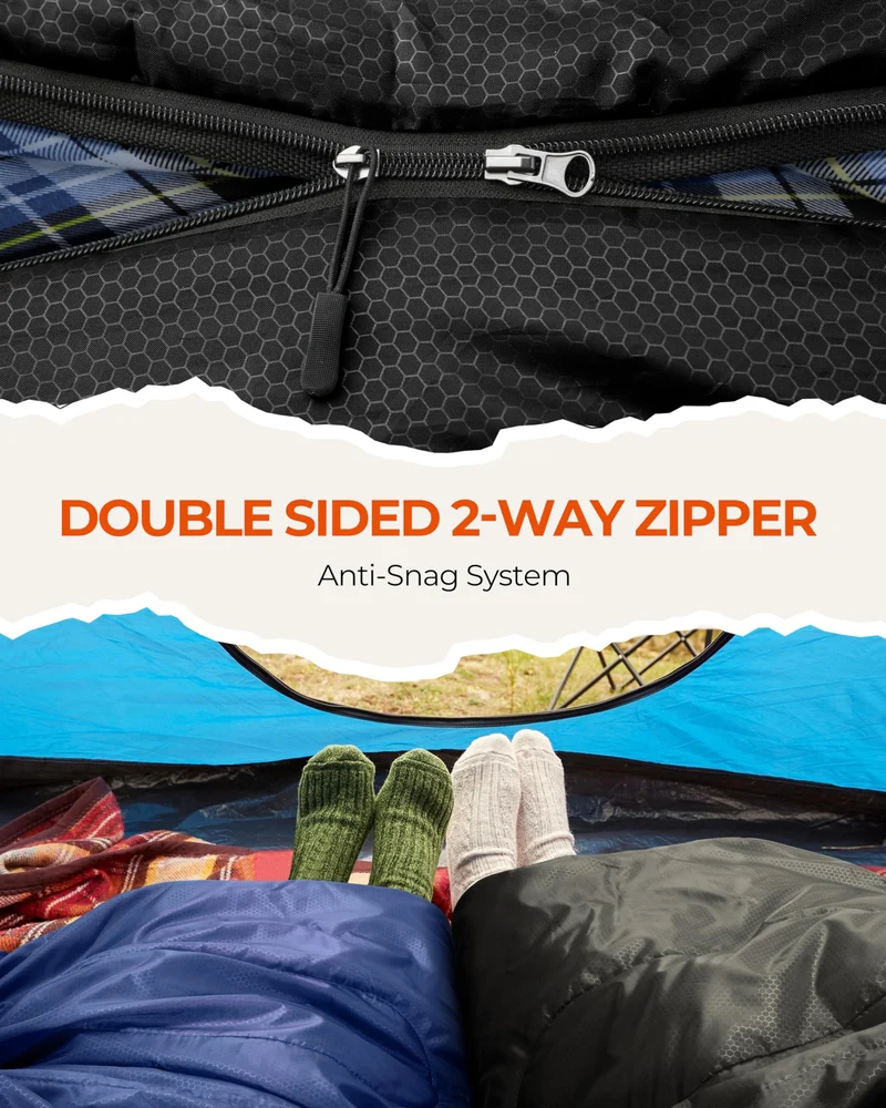Sportneer Flanell-Schlafsack mit abnehmbarer Kapuze, 220 x 85 cm