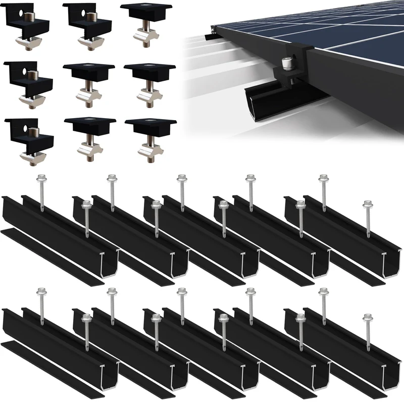 Sorlpv PV Halterung Montageset für 4 Solarmodule, 30–35 mm, schwarz