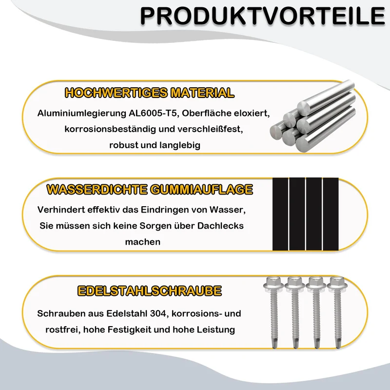 Sorlpv PV Halterung Montageset für 4 Solarmodule, 30–35 mm, schwarz