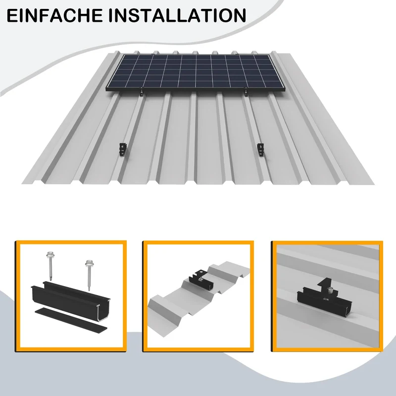 Sorlpv PV Halterung Montageset für 4 Solarmodule, 30–35 mm, schwarz
