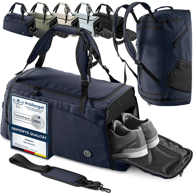 BeMaxx Sporttasche mit Rucksackfunktion, Schuhfach, 40 L, Blau