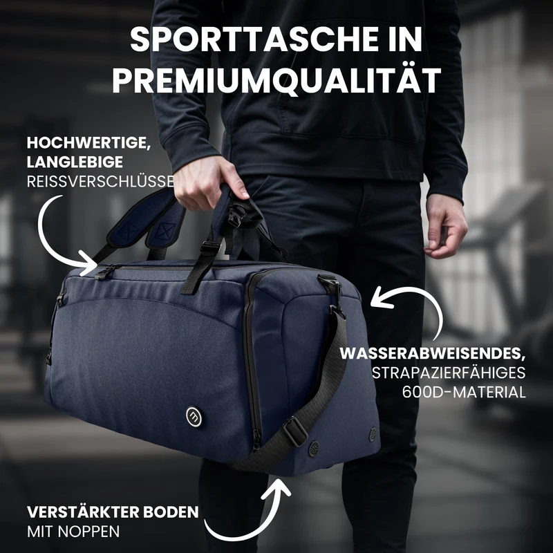 BeMaxx Sporttasche mit Rucksackfunktion, Schuhfach, 40 L, Blau