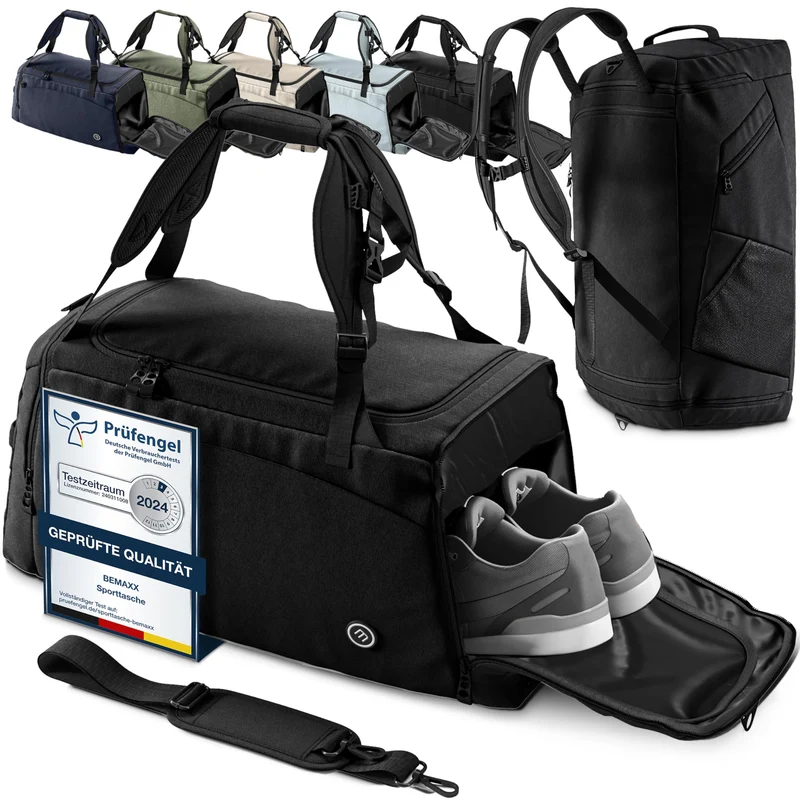 BeMaxx Sporttasche BL60 mit Rucksackfunktion, 60 L, Schwarz