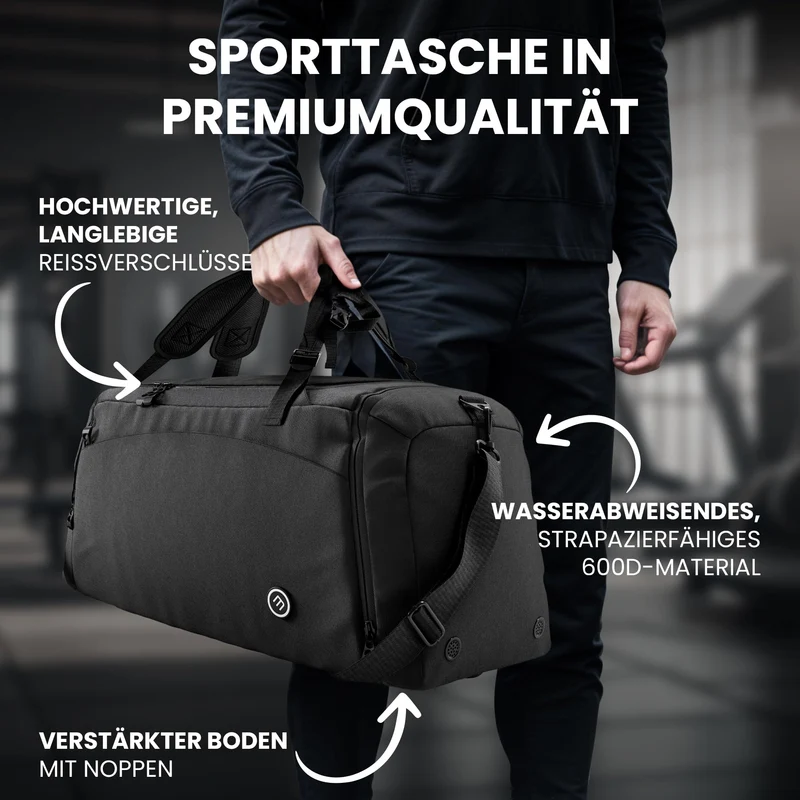 BeMaxx Sporttasche BL60 mit Rucksackfunktion, 60 L, Schwarz