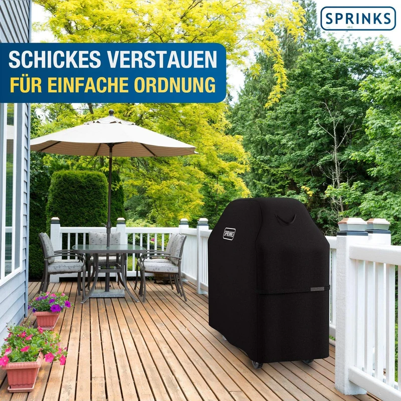 SPRINKS Grillabdeckung wetterfest 600D Oxford, 147x61x122 cm, schwarz