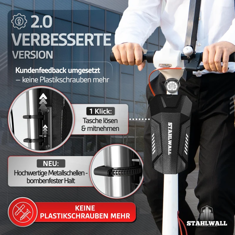 STAHLWALL E-Scooter-Schloss mit Tasche aus feuergehärtetem Stahl