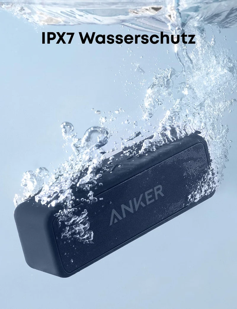 Anker soundcore 2 Bluetooth Lautsprecher, 24h Akku, IPX7