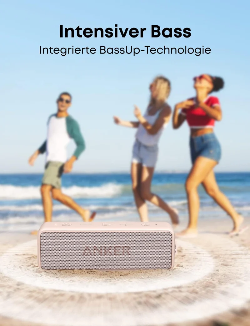 soundcore Anker 2 Bluetooth-Lautsprecher, 12 W Stereo, IPX7, 24 h Akku