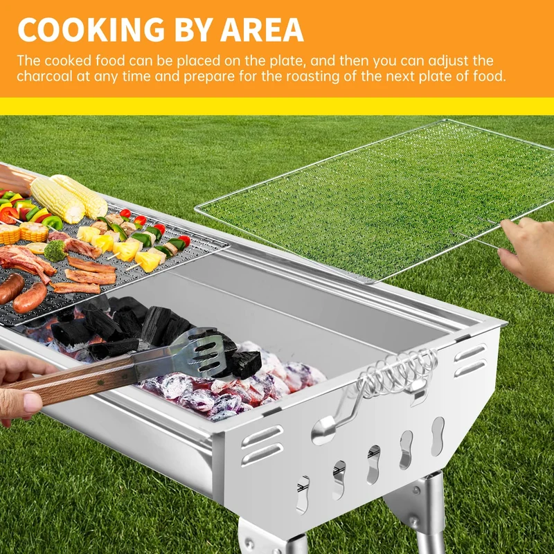 Sunjas Holzkohlegrill CA-12 Edelstahl Faltgrill Campinggrill tragbar