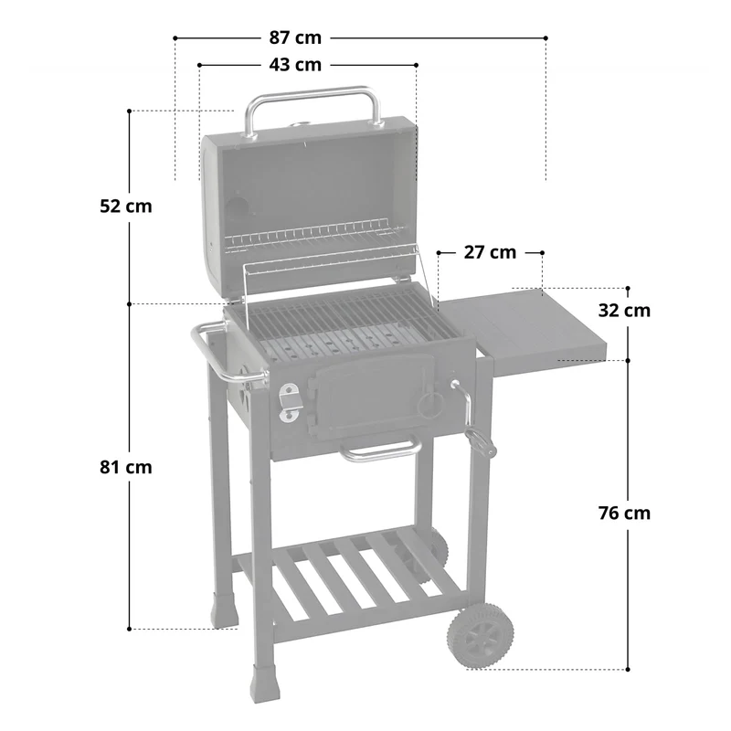 TAINO HERO Smoker klein Holzkohlegrill mit klappbarem Seitentisch