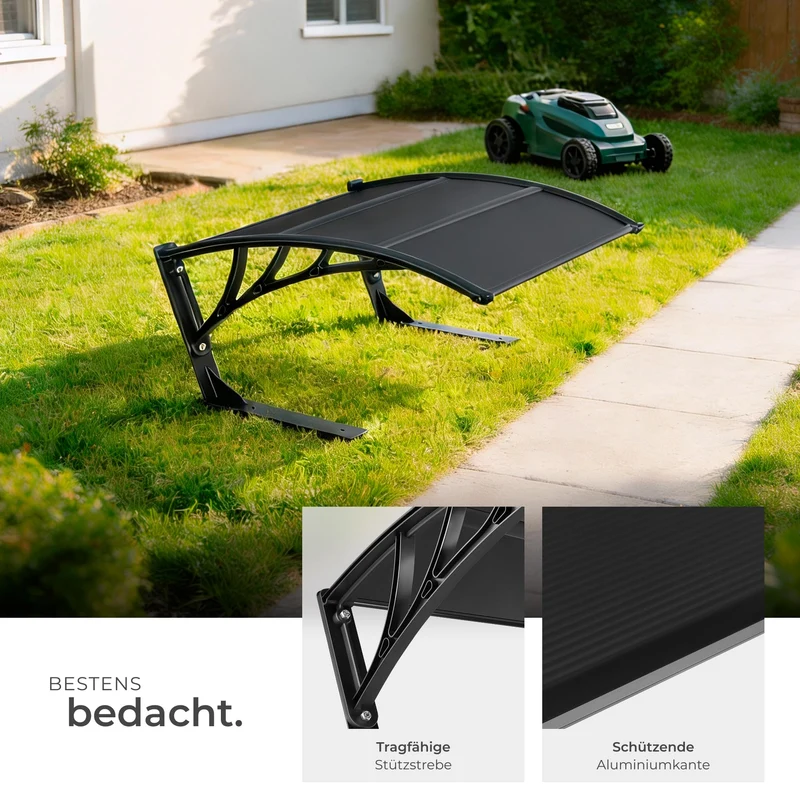 tectake Mähroboter Garage, Überdachung mit gewölbtem Dach, schwarz
