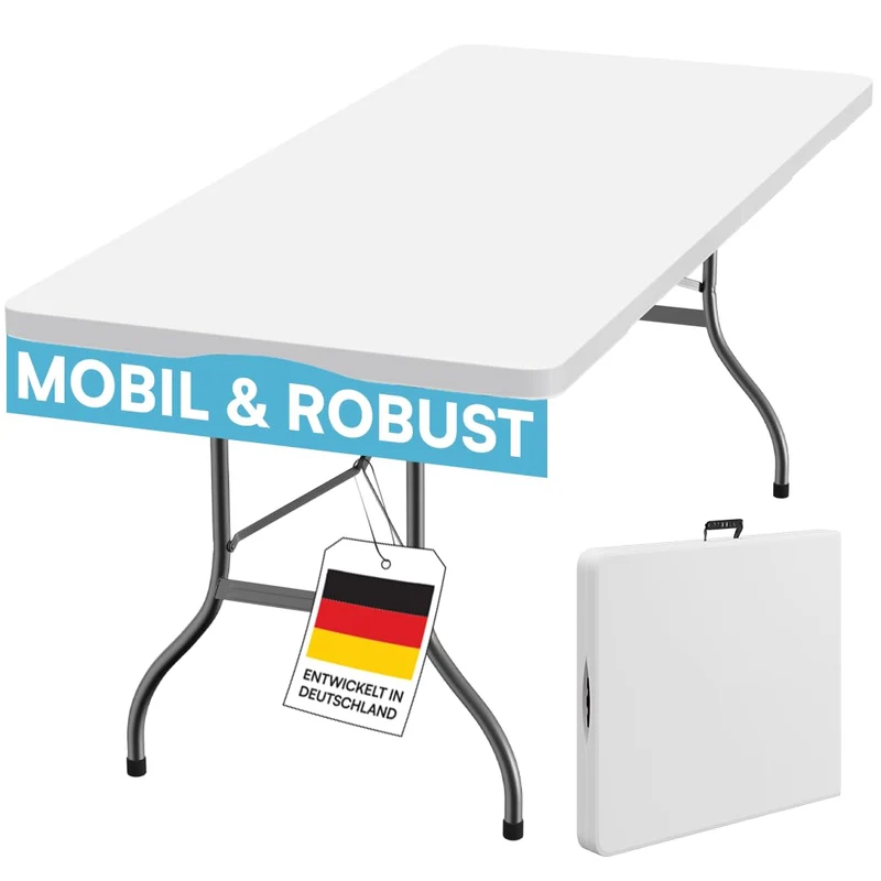 STEELSØN Zennar Klapptisch 180 x 74 cm weiss für 8 Personen