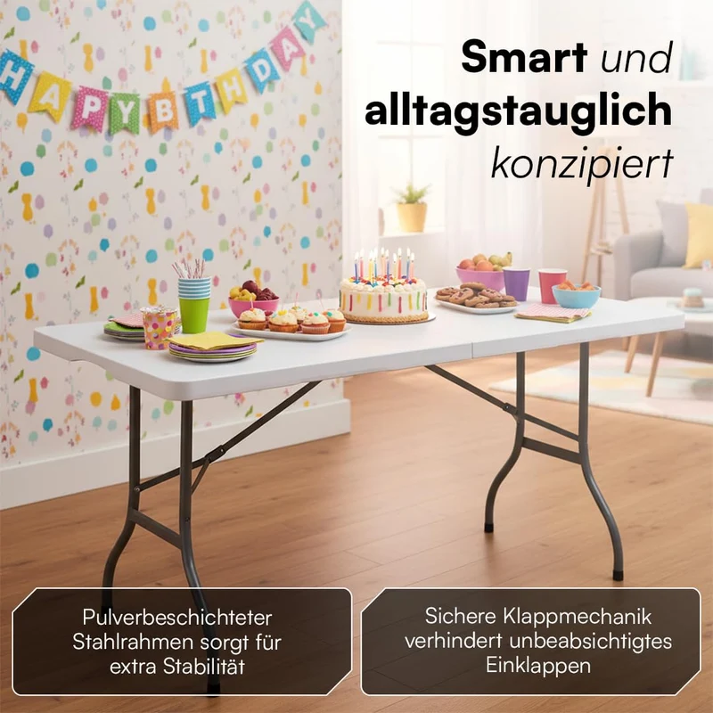 STEELSØN Zennar Klapptisch 180 x 74 cm weiss für 8 Personen