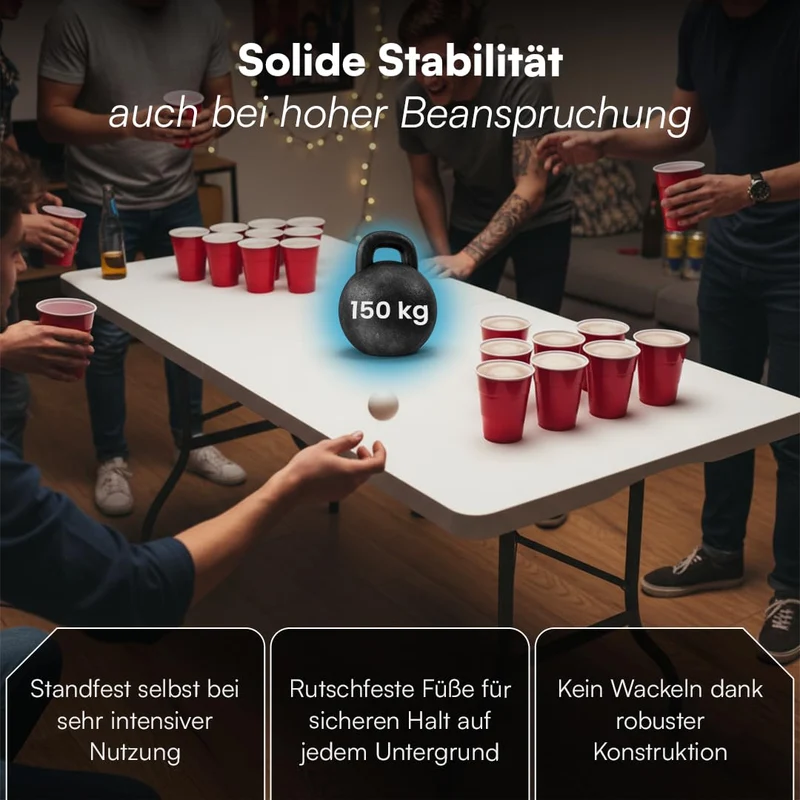 STEELSØN Zennar Klapptisch 180 x 74 cm weiss für 8 Personen